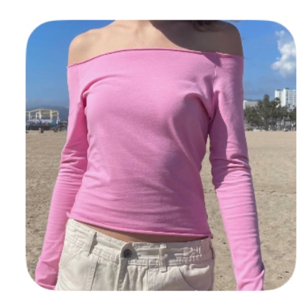 Brandy Melville Pink Off-Shoulder Top
